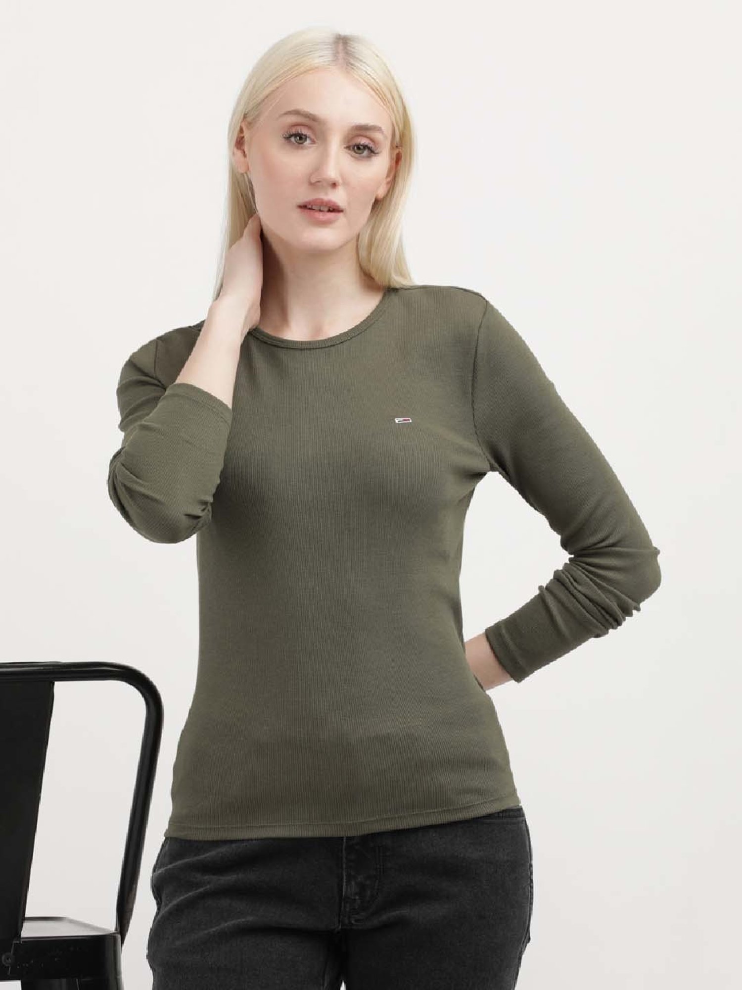TOMMY HILFIGER Army Green Cotton T-Shirt