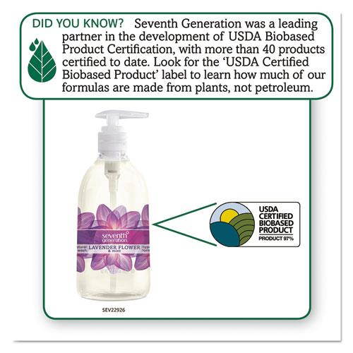 Seventh Generation 22926 Natural Purifying Hand Wash, Lavender, 12oz Pump Bottle, 1 Each