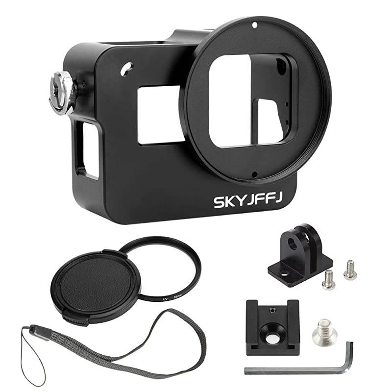 Housing Case Alloy Protective Skeleton Frame with 52mm UV Filter and Lens Cap, for Gopro HERO5/6/7Black Action Camera Black