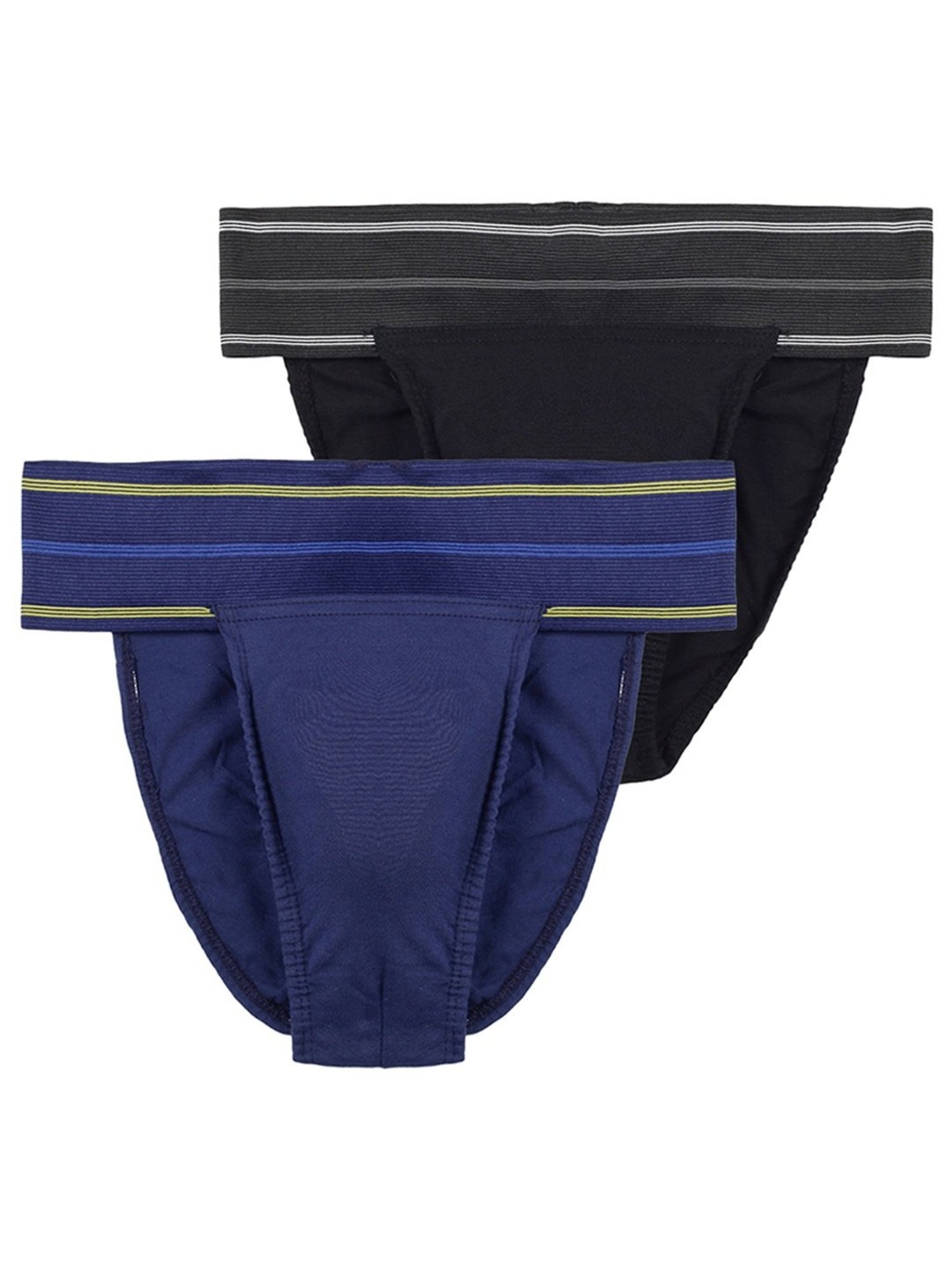 Omtex Men's Athletic JP Back Covered Supporter Pack of 2 (Black & Navy) Size - 2XL