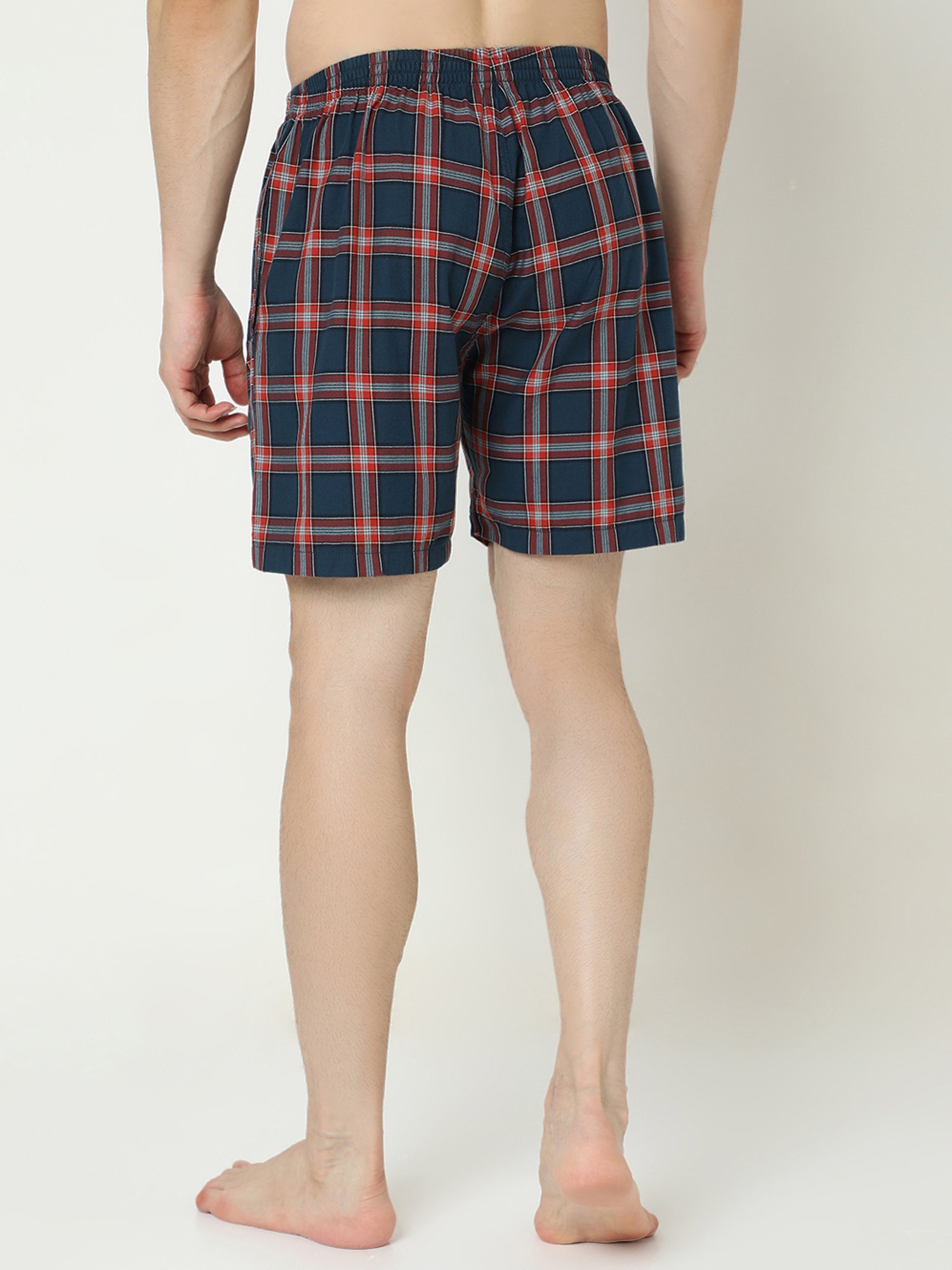 UnderJeans by Spykar Navy Check Cotton Boxers