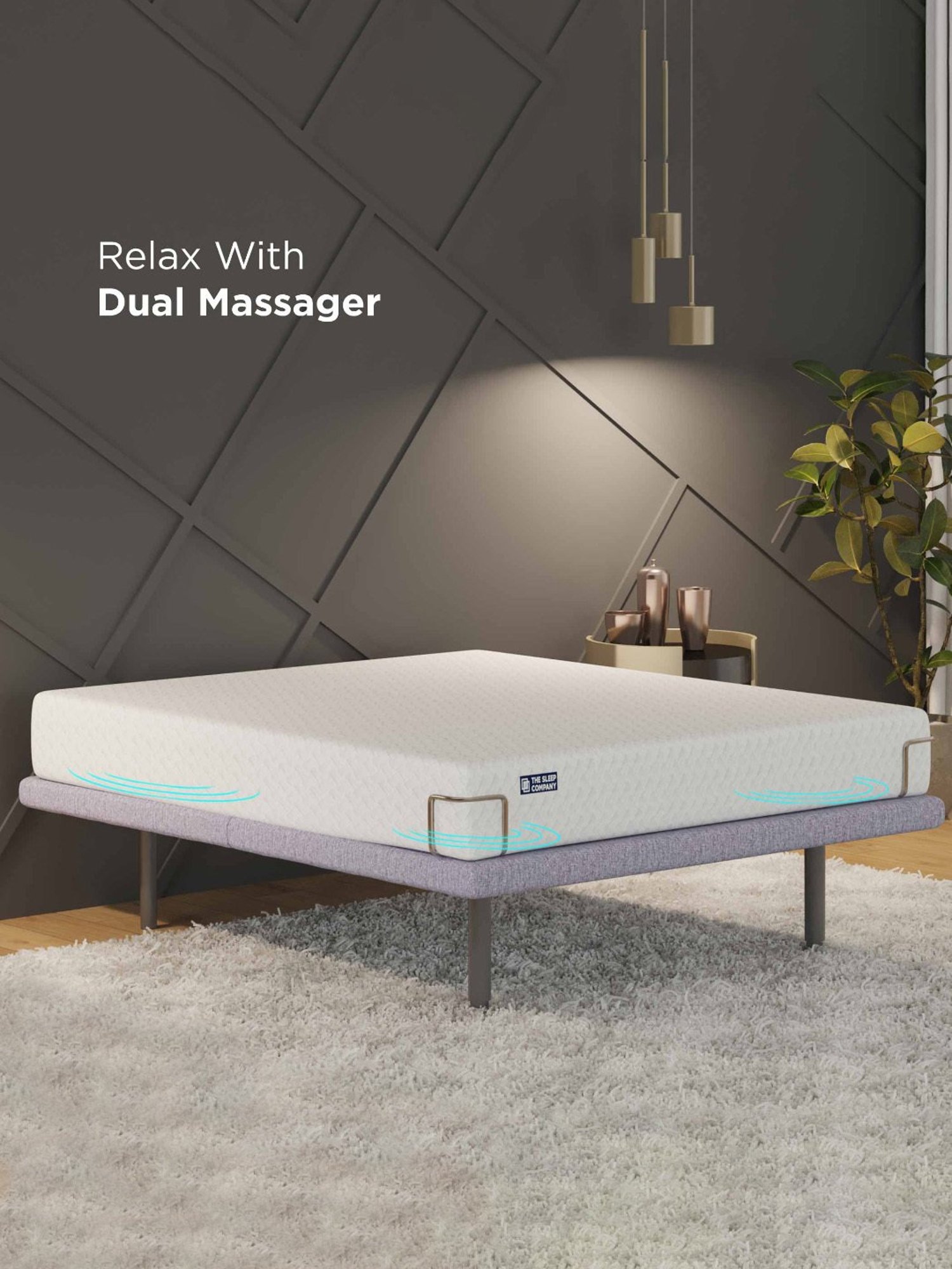 The Sleep Company Elev8 Grey Metal Smart Adjustable Single Bed Base