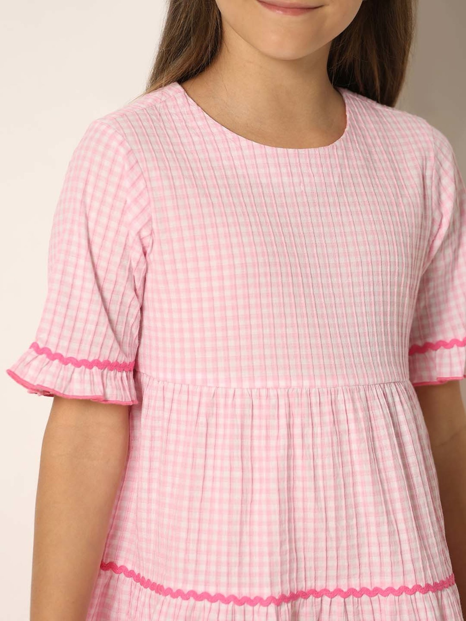 VERO MODA GIRL Pink Chequered Dress