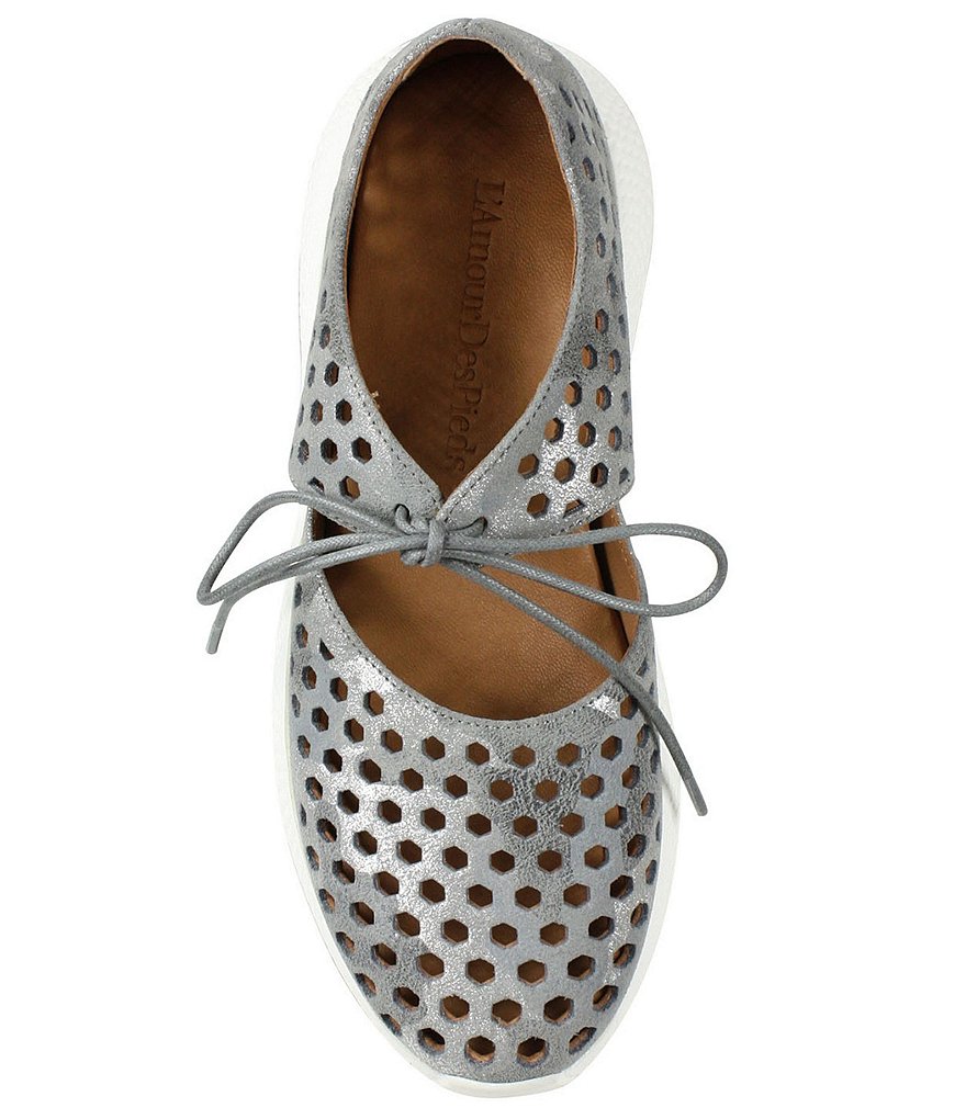 L'Amour Des Pieds Himar Perforated Metallic Leather Sneaker