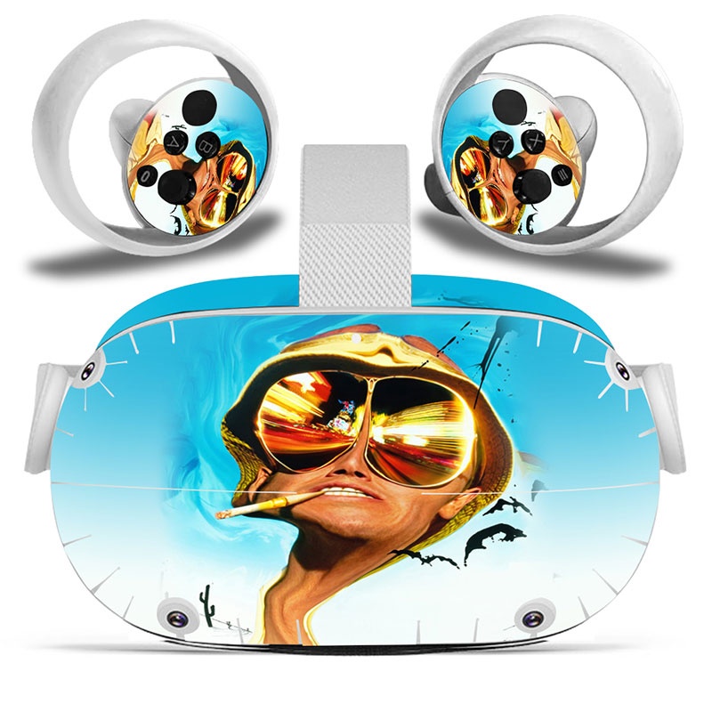 Amify Vinyl Skin Sticker for Oculus Quest 2 VR Headset Controller PVC Decals Cute Cartoon Wrap Cover for Oculus Quest 2 Accessories