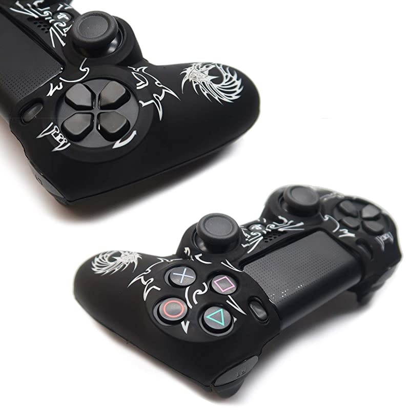 PS4 Controller Skin  AntiSlip Grip Silicone Cover Protector Case Compatible with PS4 SlimPS4 Pro WirelessWired Gamepad Controller with 2 Cat Paw Thumb Grip Caps White