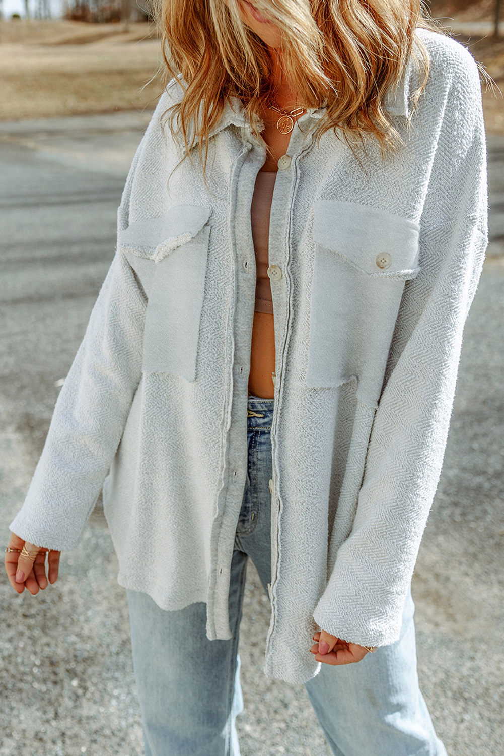 Brown Plaid Button Up Long Sleeve Flannel Shacket