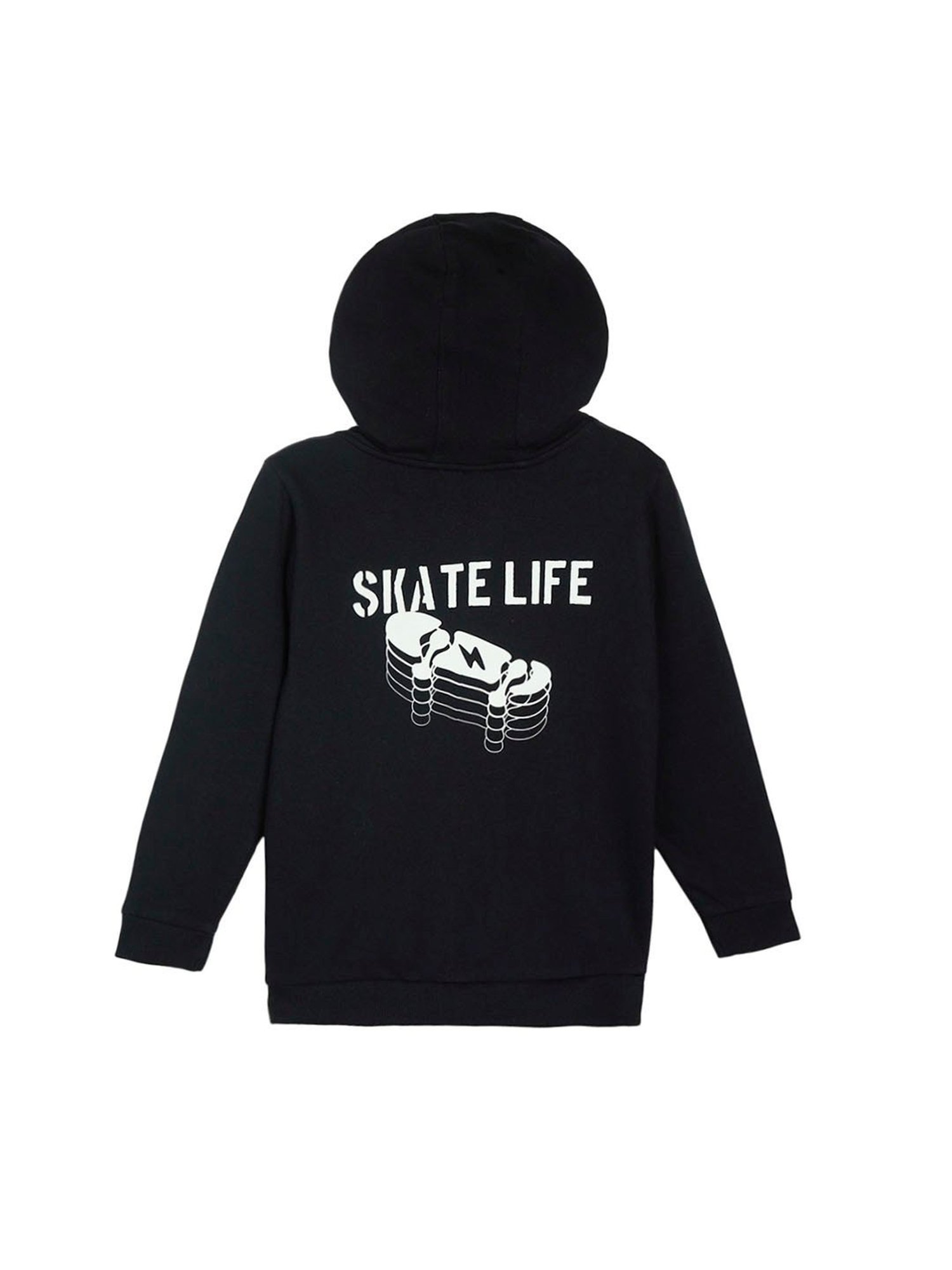 MINIKLUB Kids Black Graphic Print Full Sleeves Jacket