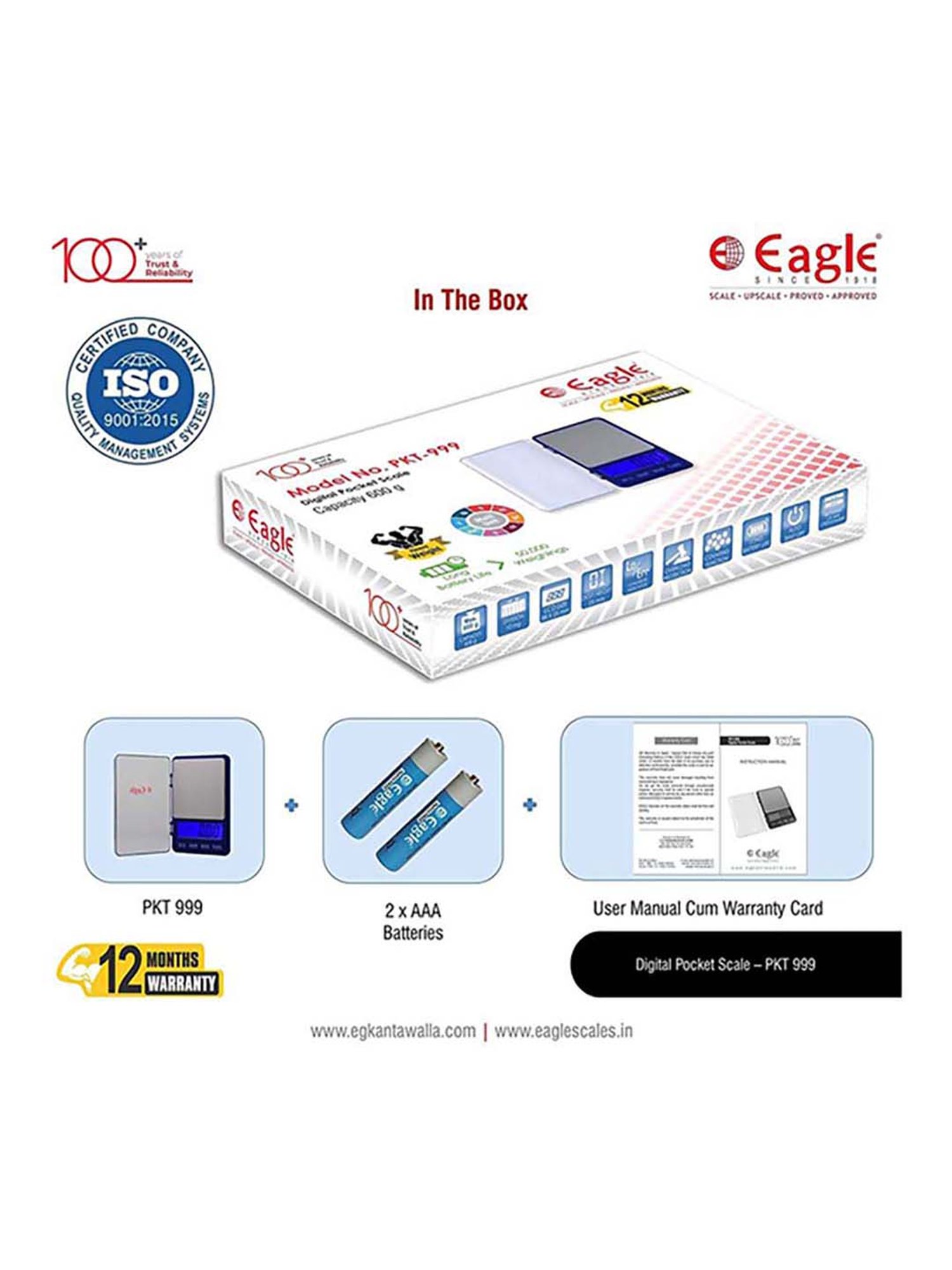 Eagle PKT-999 Digital Weighing Scale, 600 gm Capacity, 0.01 g Accuracy, Weight Machine, Pocket Scale