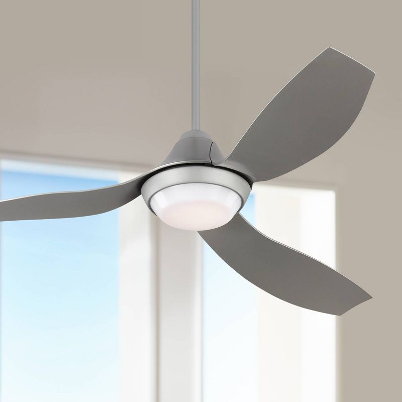 52" Casa Vieja Modern Rustic 3 Blade Ceiling Fan with Remote Brushed Nickel Natural Wood House Bedroom Living Room Home Kitchen