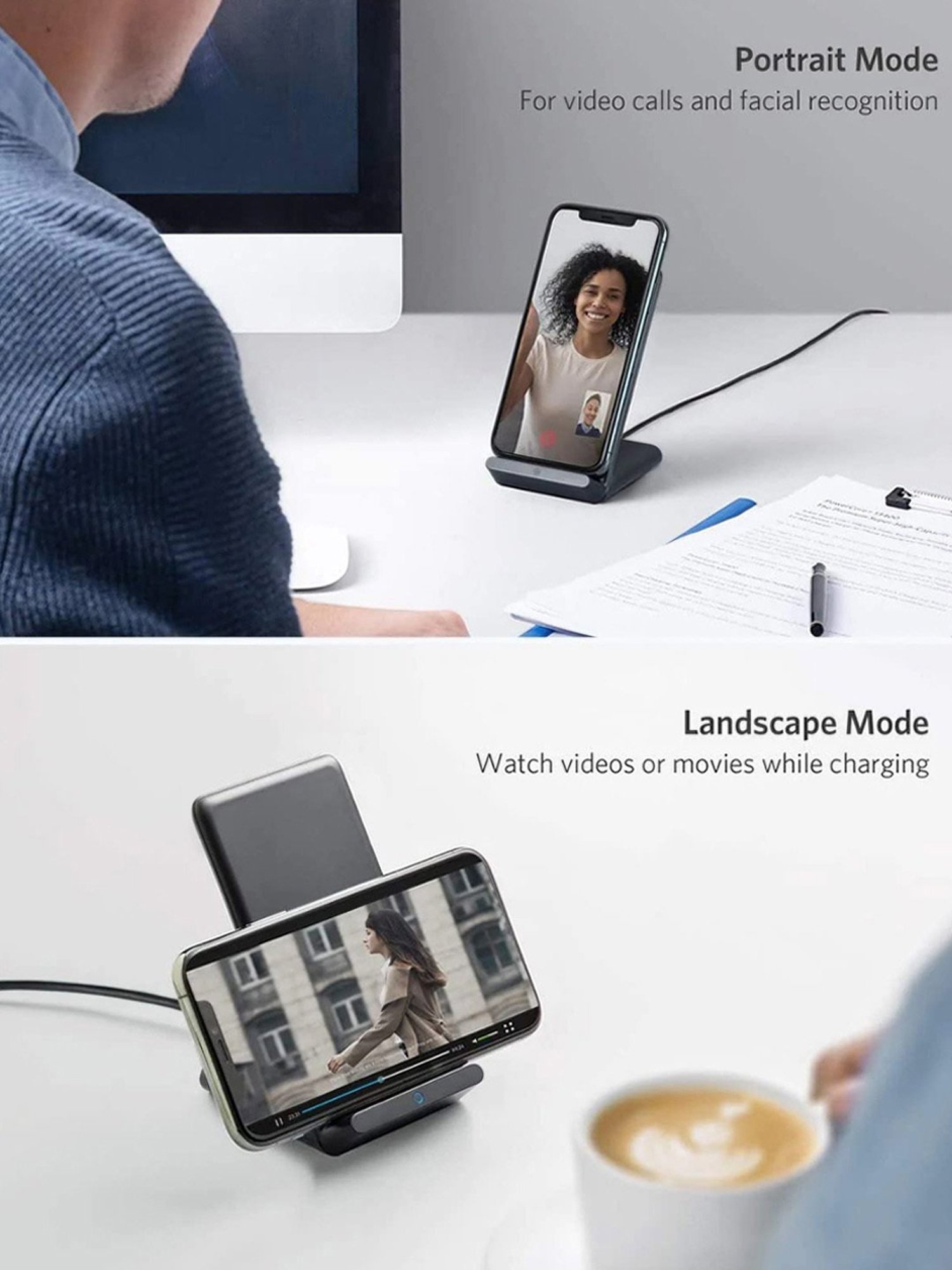 Anker PowerWave Evo A2523011 Stand with QC 3.0 Wireless Charger (Black)