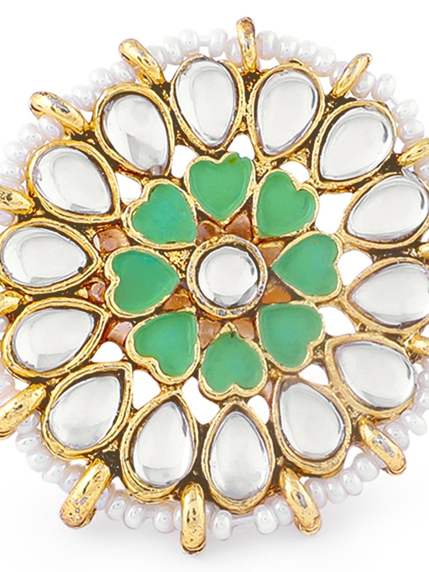 Zaveri Pearls Multicolor Set Of 3 Wedding Collection Adjustable Finger Rings-ZPFK11485