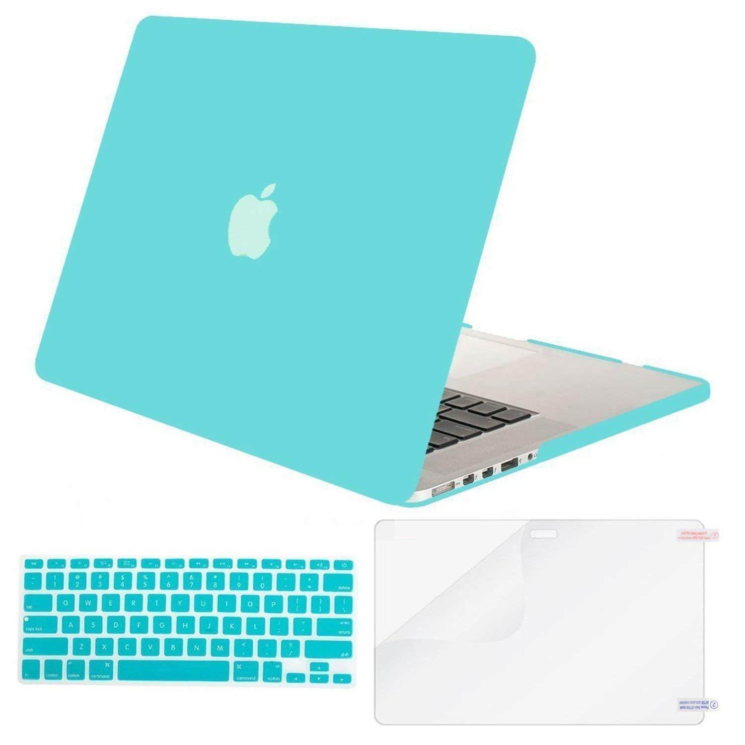 MOSISO Case Only Compatible MacBook Pro (W/O USB-C) Retina 13 Inch (A1502/A1425)(W/O CD-ROM) Release 2015/2014/2013/end 2012 Plastic Hard Shell & Keyboard Cover & Screen Protector, Turquoise