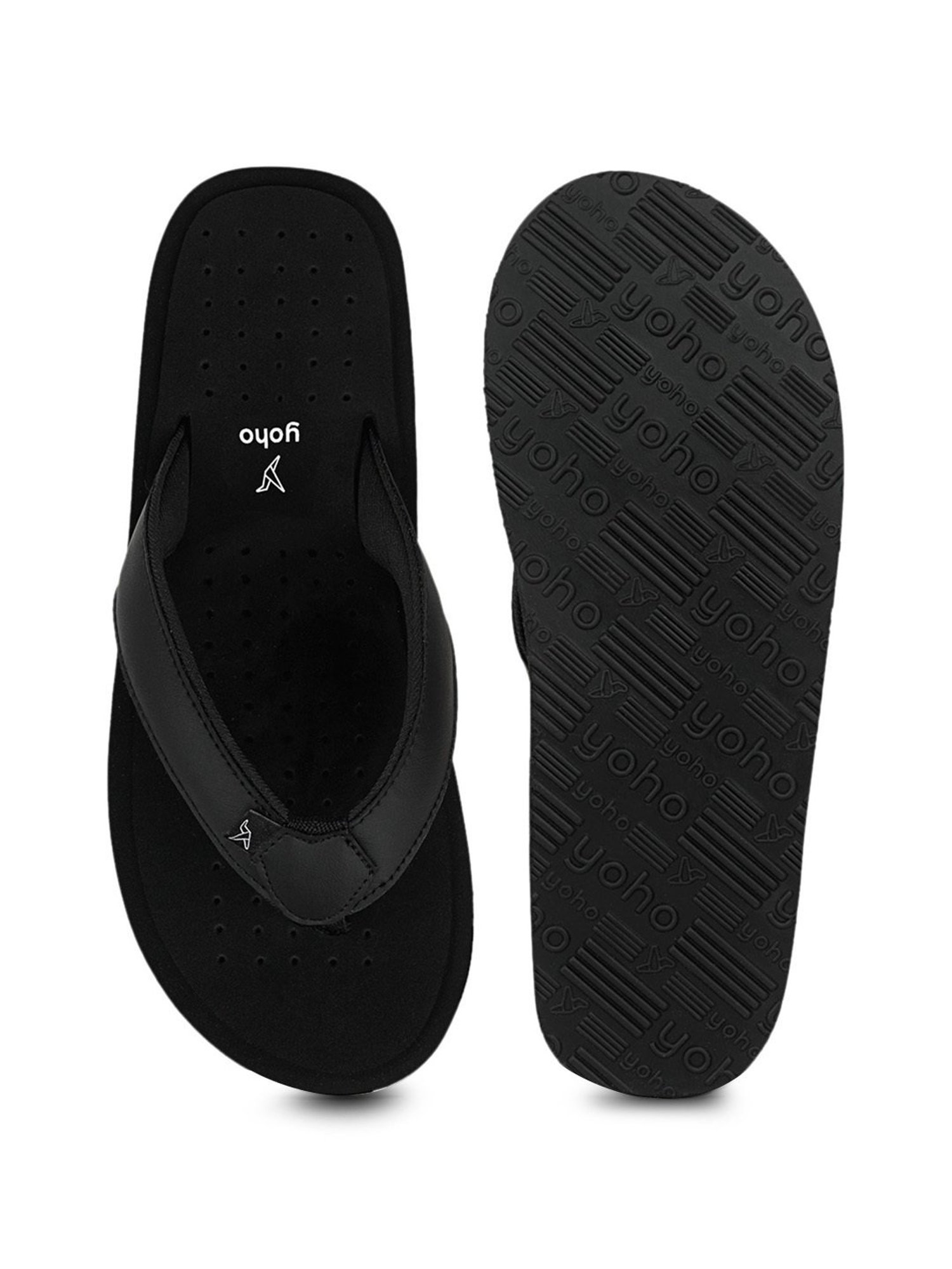 Yoho Men's Arch Support Black Flip Flops