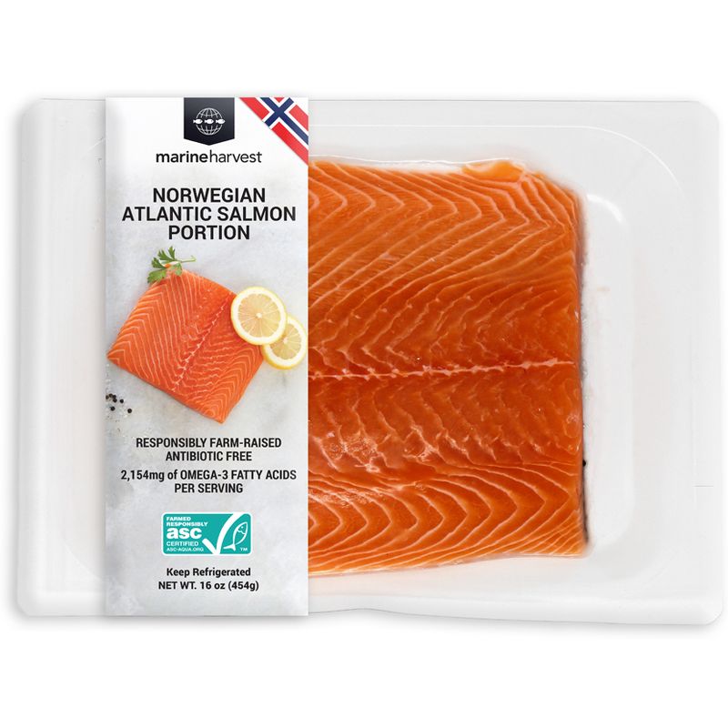 Marine Harvest Farmed Plain Atlantic Salmon Portion -16oz