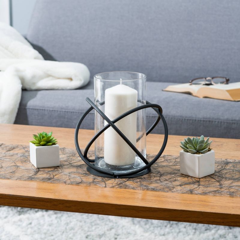 Metal & Glass Single Candle Holder Black - Danya B