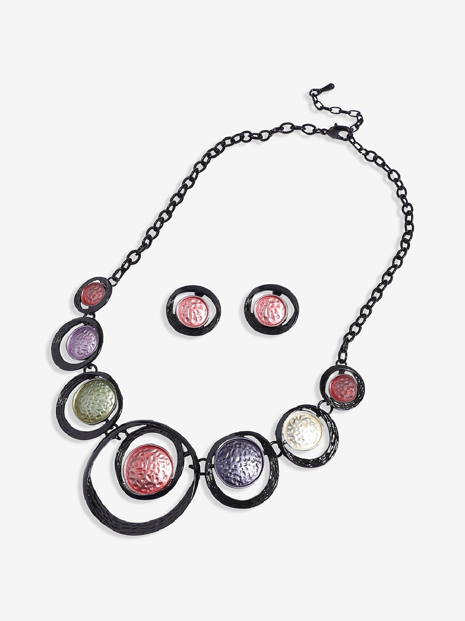 Sohi Women's Multicolour Dented Circular Jewellery Set
