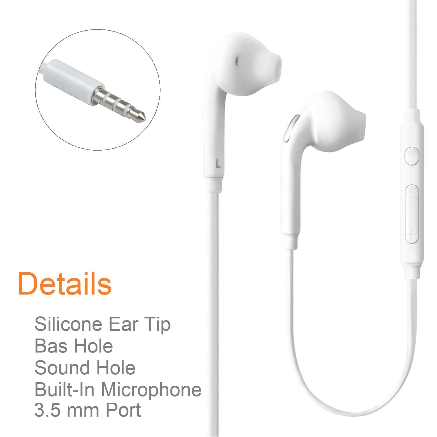 OEM Stereo Earphones (EO-EG920) w/Microphone, Volume Control & Extra Ear Gels for Samsung S7/S7 Edge, S6/S6 Edge - White