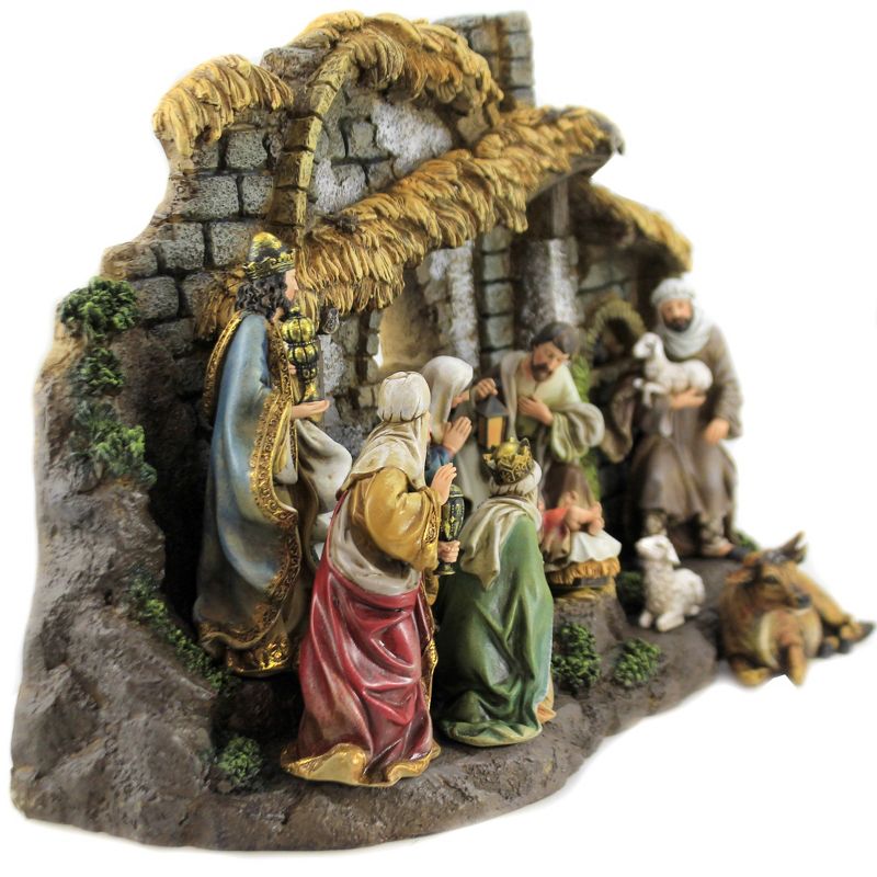 Christmas 11.0" Nativity With Stable Holy Family Kings Shepherd  -  Decorative Figurines