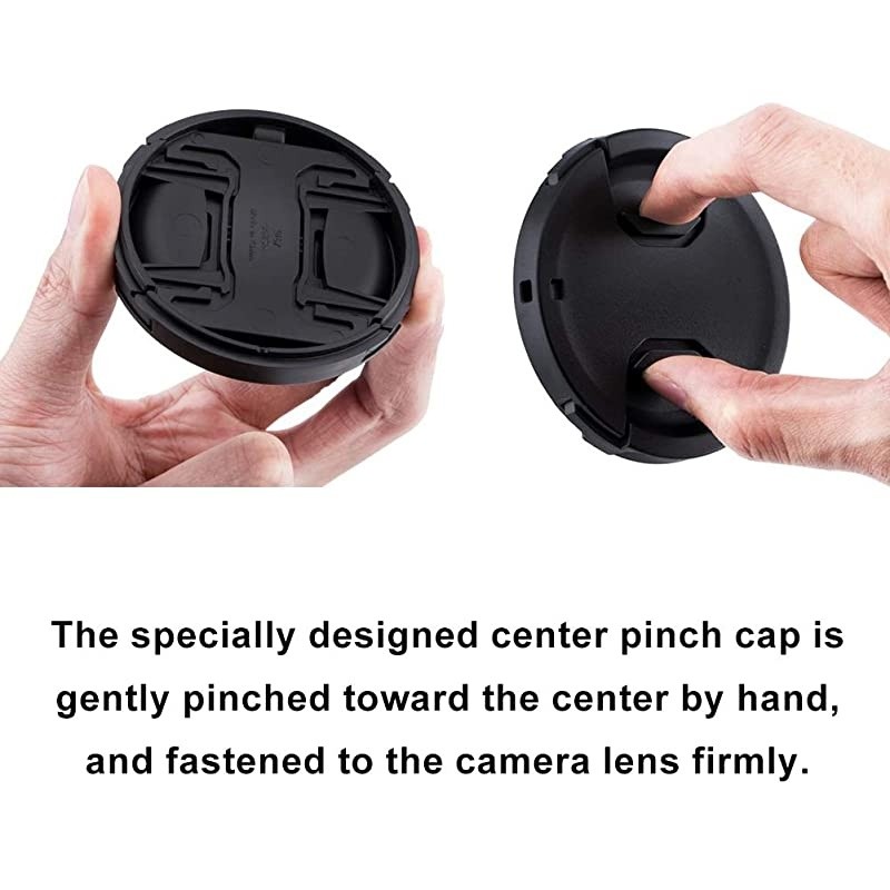 52mm Snap on Center Pinch Front Lens Cap Rear Lens Cap Body Cap Replacement for Nikon DSLR D3500 D3400 D3300 D3200 D3100 D7100 D7000 D850 P1000 D5500 D5300 Antidust Lens Protector2 Sets