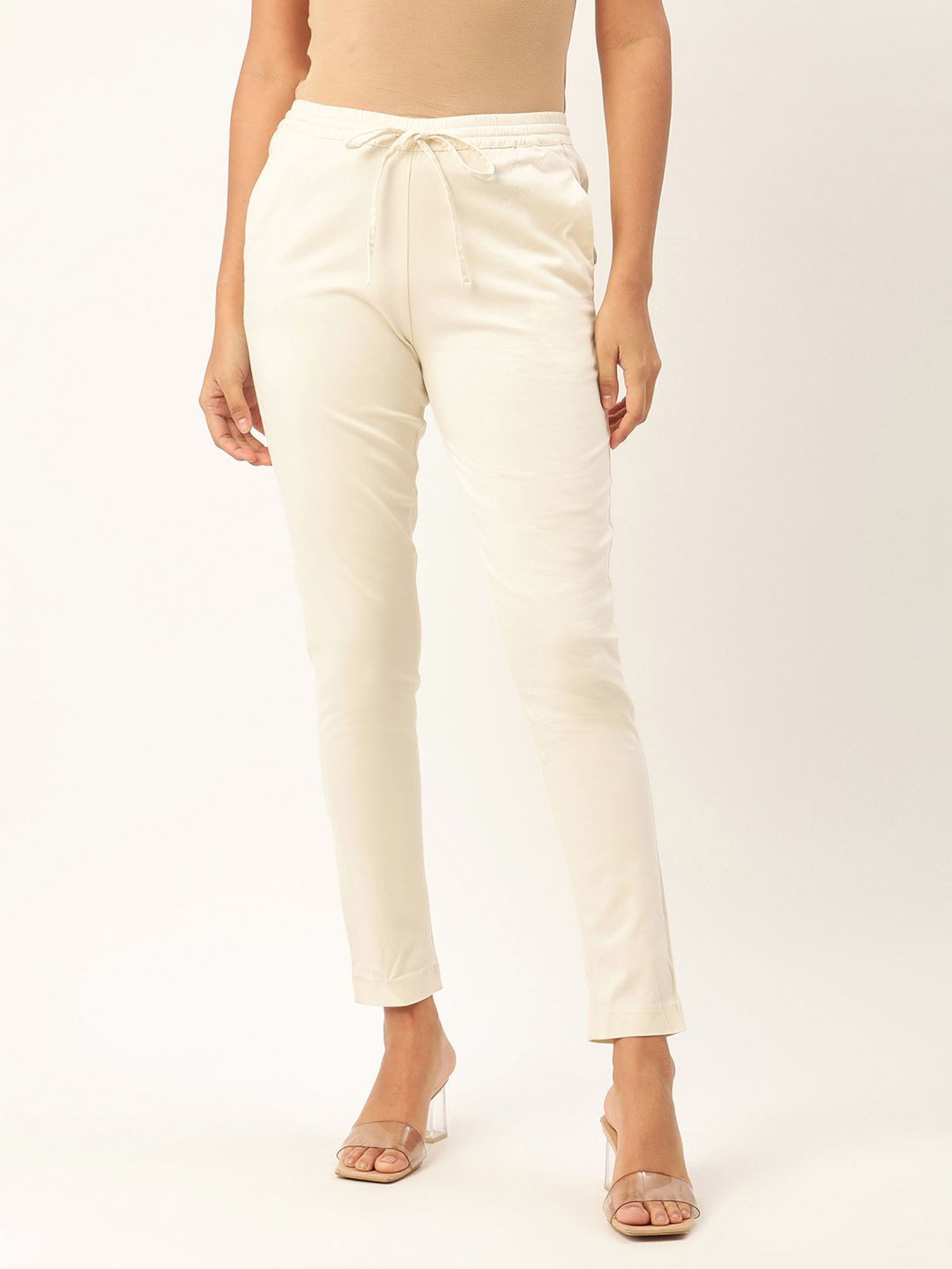 Rooted White Cotton Trousers