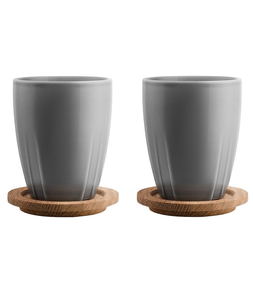 Kosta Boda Bruk Mug Set With Oak Lid