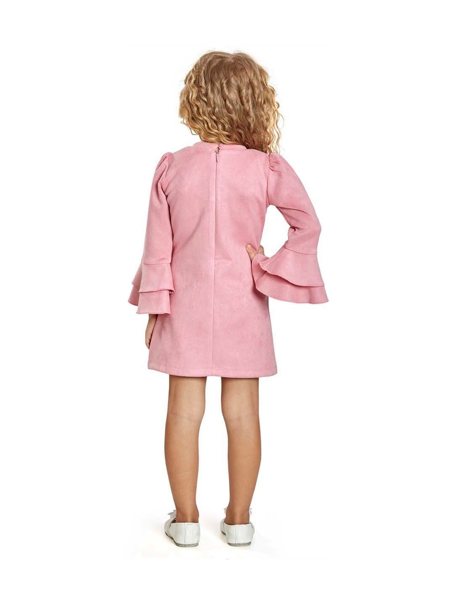 Peppermint Kids Blush Pink Printed Full Sleeves Dress