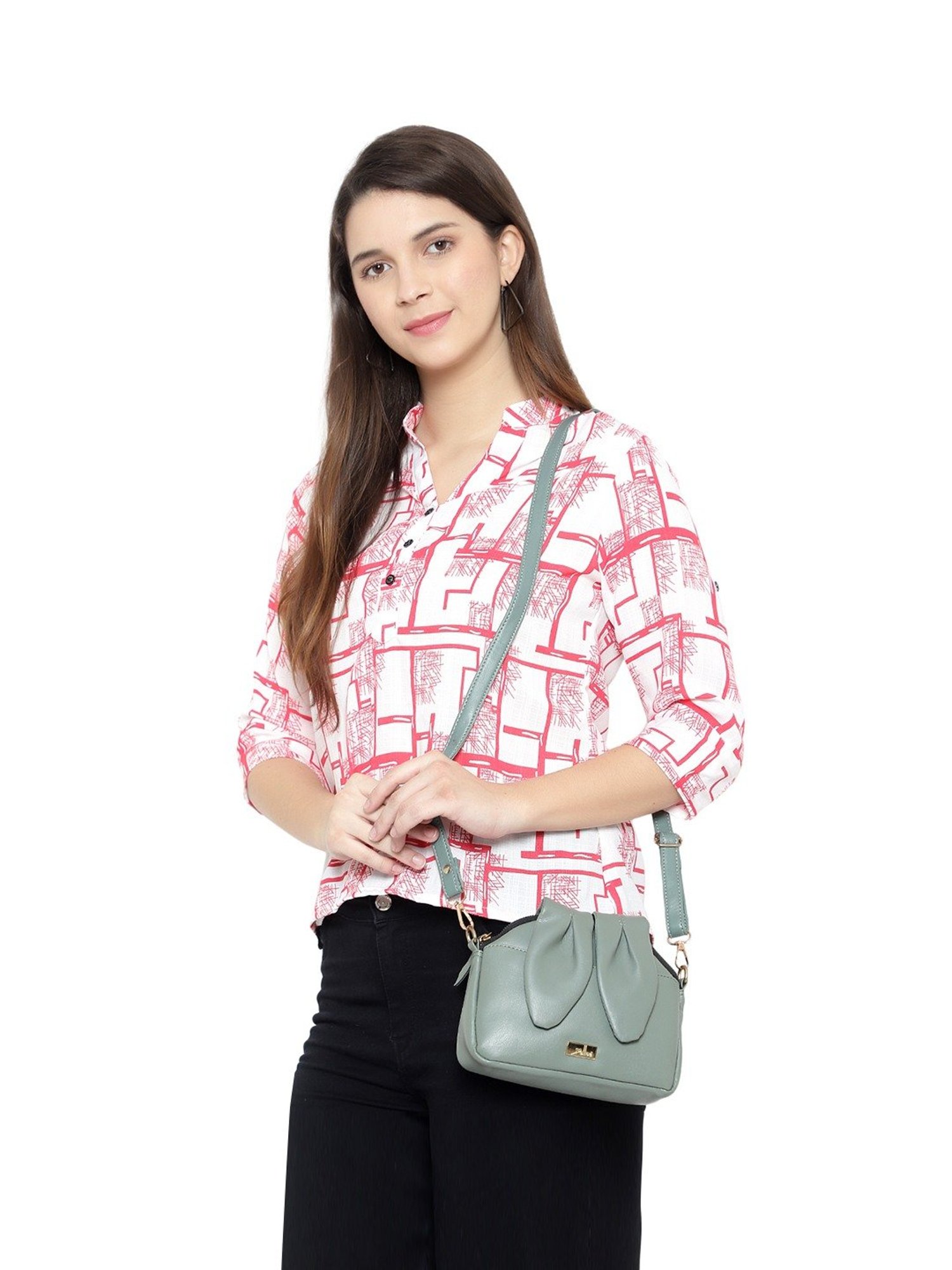 Yelloe Green Solid Medium Sling Handbag