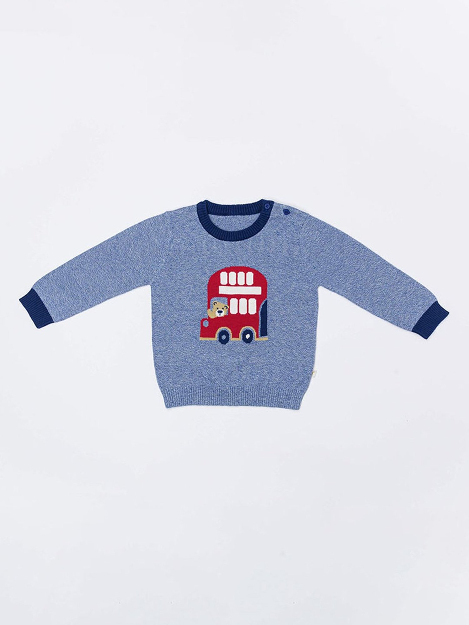 MINIKLUB Girls Green Self Design Full Sleeves Sweater