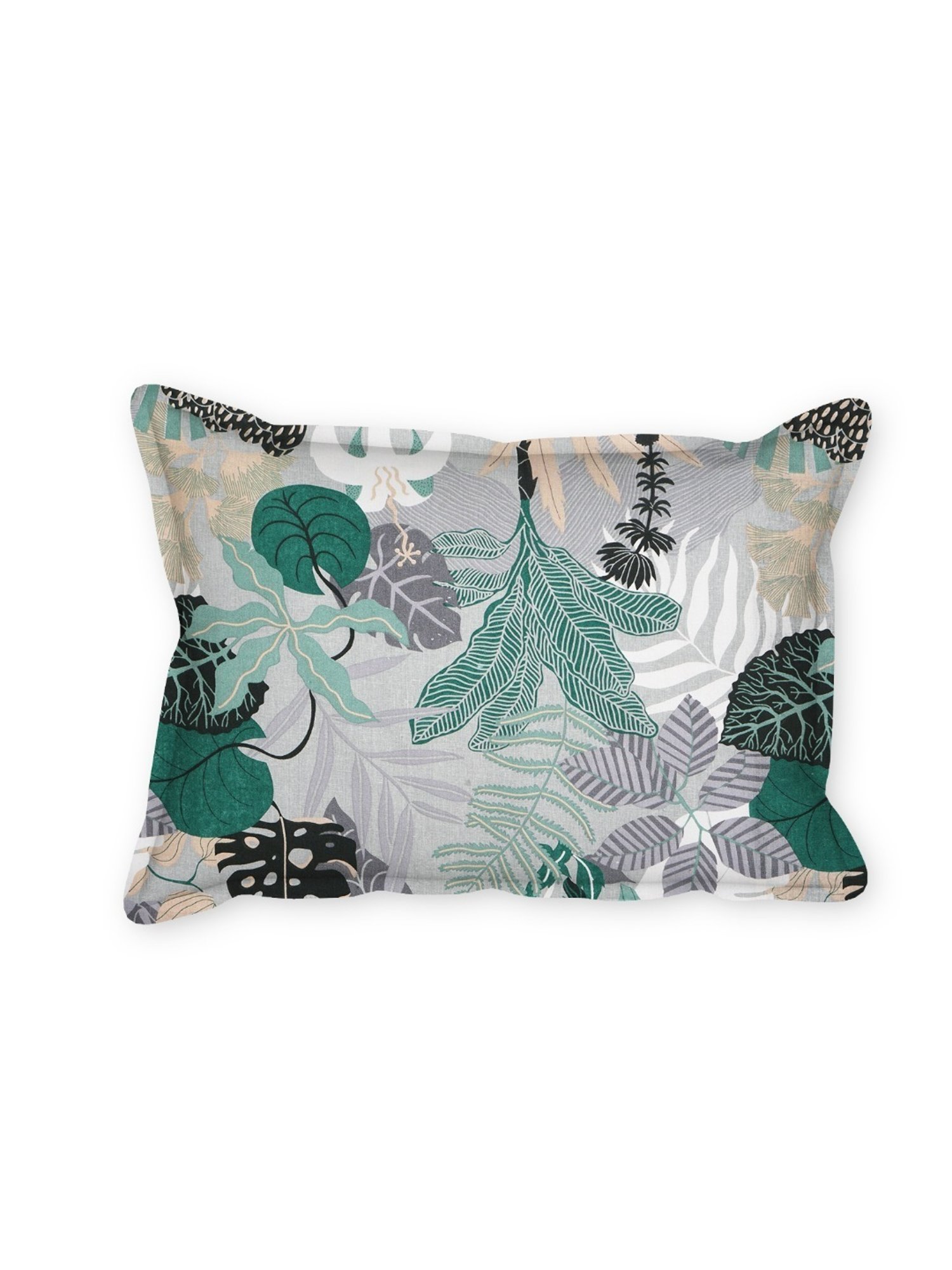 SEJ by Nisha Gupta Floral Green 144 TC Cotton Double Bed Sheet with 2 Pillow Covers