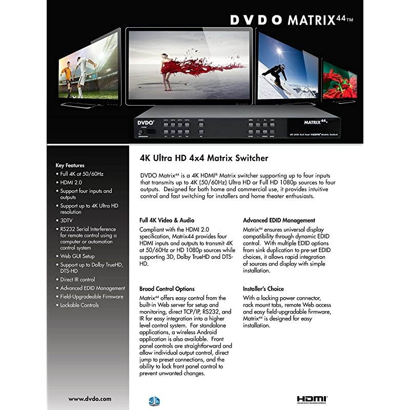 Matrix44 4K 4x4 HDMI Matrix Switch