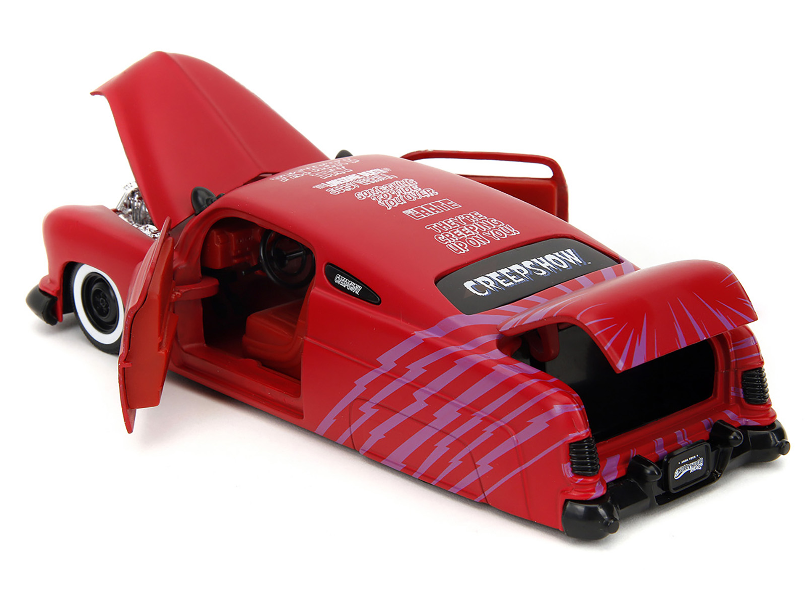 1951 Mercury Matt Red with Purple Stripes and Creep Diecast Figure "Creepshow" (1982) Movie "Hollywood Rides" Series 1/24 Diecast Model Car by Jada