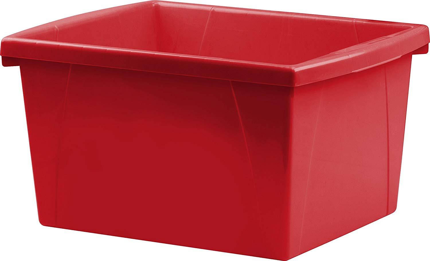 Storex 4 Gallon (15L) Classroom Storage Bin, 13.6 x 11.3 x 7.9", Red, Case of 6 (61452U06C)