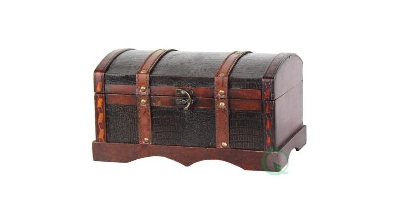 Vintiquewise Leather Wooden Chest