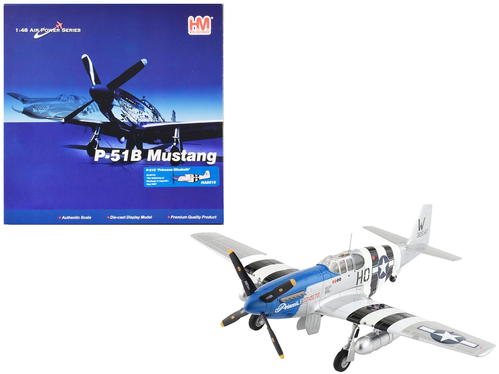 North American P-51D Mustang Fighter Aircraft "Lt. Col. McComas 118th Tactical Reconnaissance Squadron 23rd Fighter Group China" (1945) United States Army Air Force "Air Power Series" 1/48 Diecast Model by Hobby Master