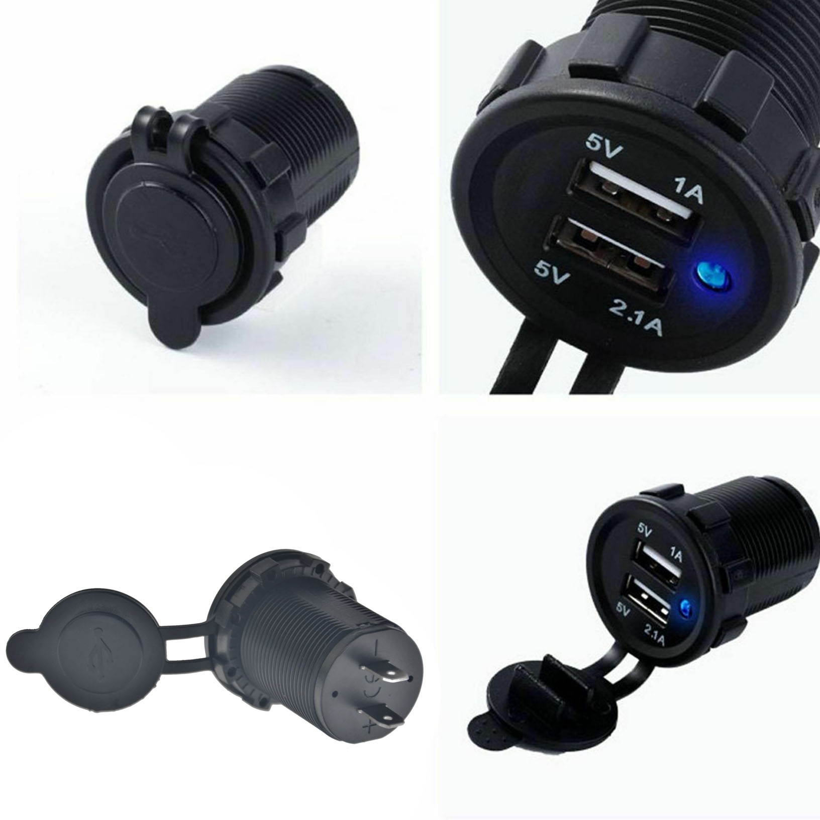 Dual 12V USB Car Cigarette Lighter Socket Splitter Charger Power Adapter Outlet