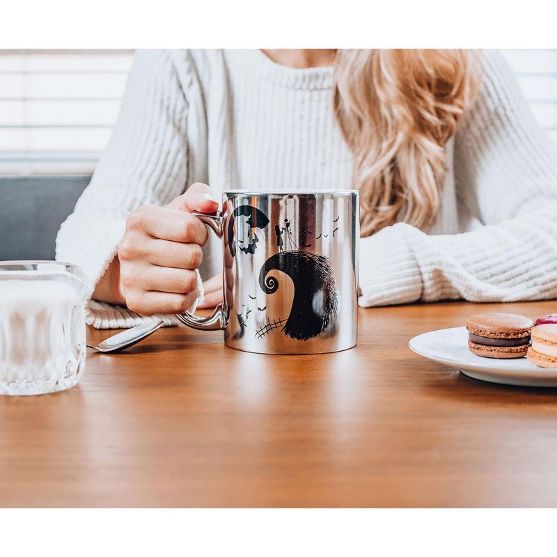 Silver Buffalo Nightmare Before Christmas Silver Electroplate Ceramic Mug | Holds 20 Ounces
