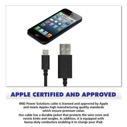 RND Apple Certified Lightning to Reversible USB 6FT Cable for iPhone (6/6 Plus/6S/6S Plus/5/5S/5C/SE) iPad (Pro/Air/Mini) iPod and Siri Remote Data Sync and Charge 8-Pin Cable (6 Feet/1.8 M/Black)