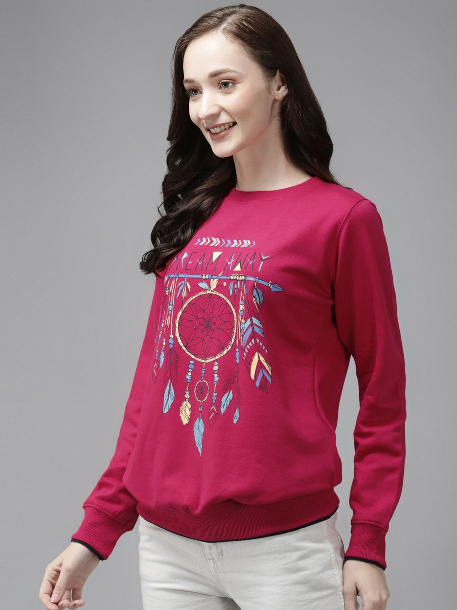 Cayman Pink Cotton Printed Sweatshirt