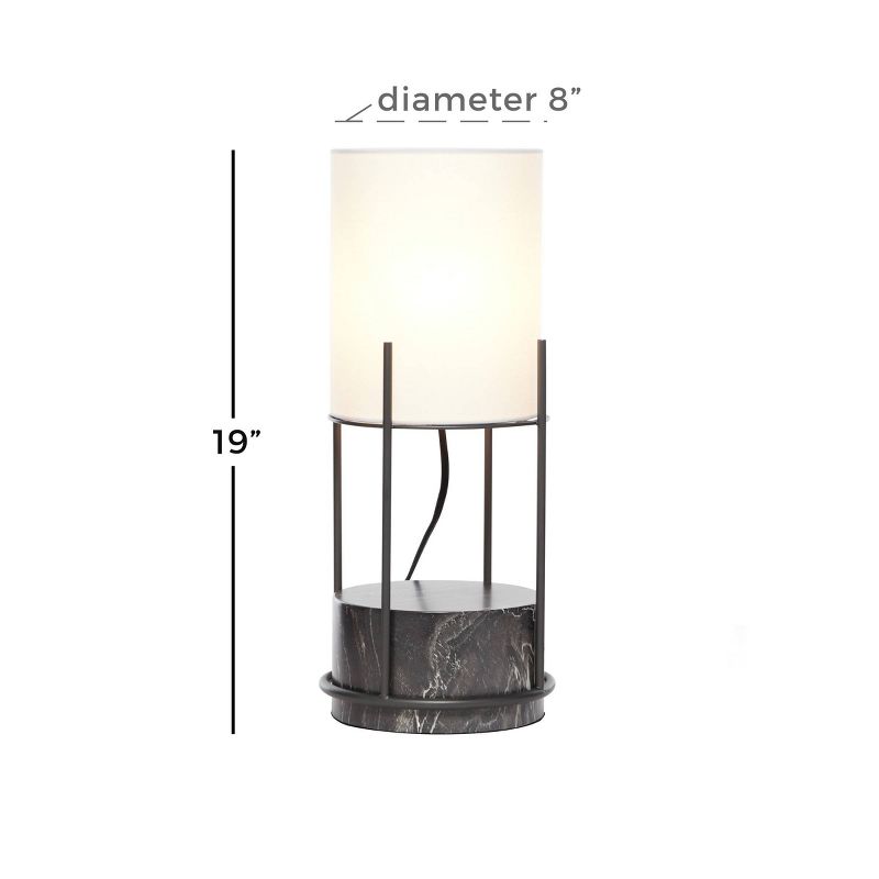 7.8" x 18.6" Marble Cylinder Table Lamp Black - Venus Williams Collection
