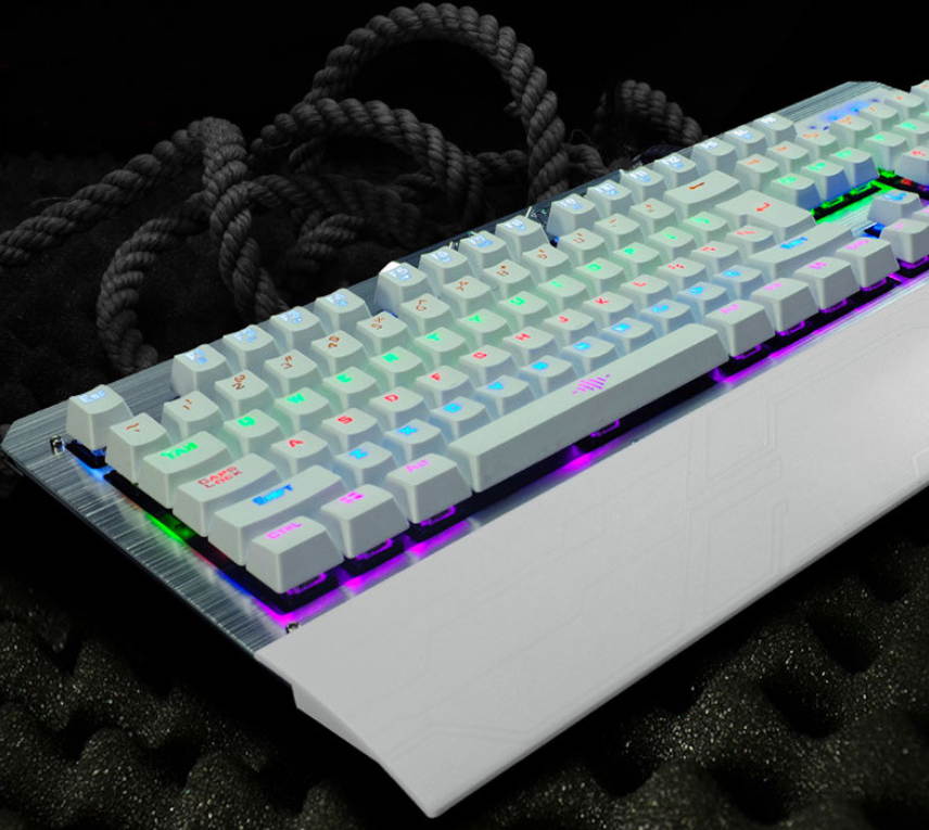 K26 Blacklit Mechanical Gaming Keyboard with Blue Switches - 104 Keys Wired USB Keyboard with 8 Color LED- Anti-ghosting Keys