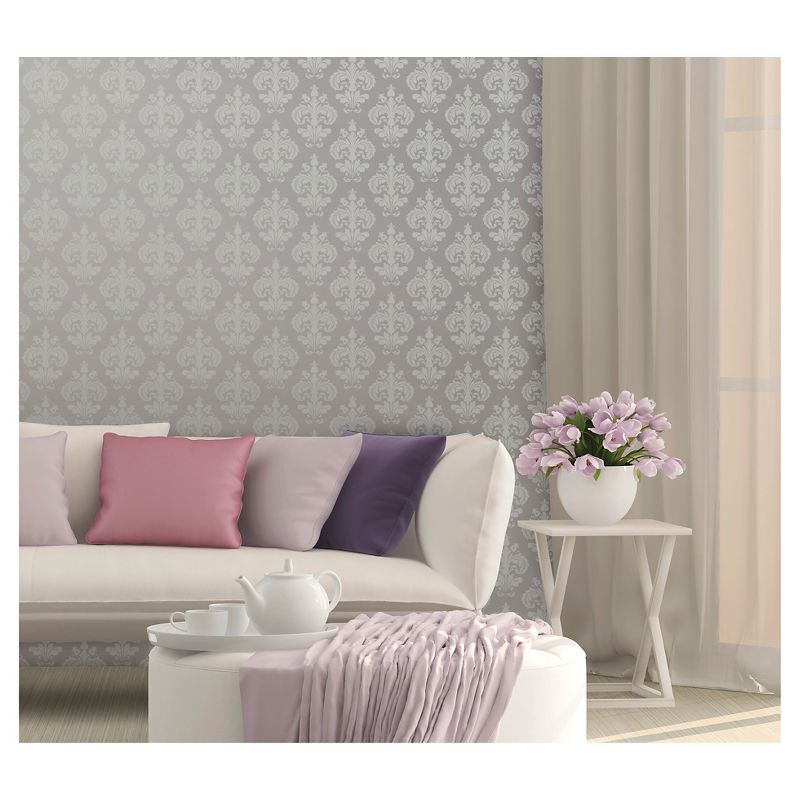 Devine Color Chantilly Peel & Stick Wallpaper Gray