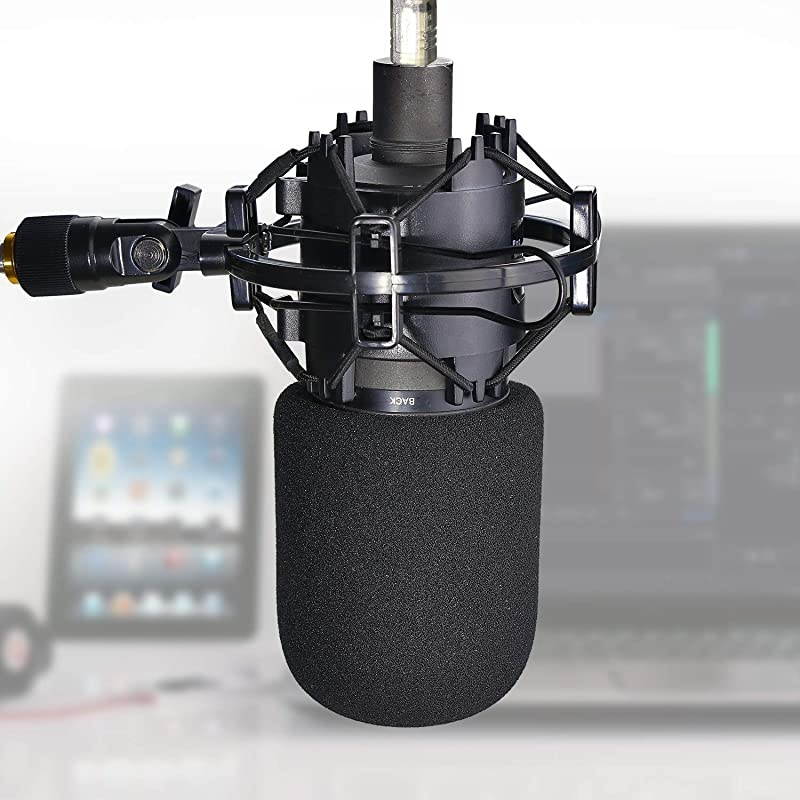 AT2020 Shock Mount with Windscreen Shock Mount Stand with Foam Pop Filter for Audio Technica AT2020 AT2035 AT4040 AT2020USB ATR2500x Condenser Micphone