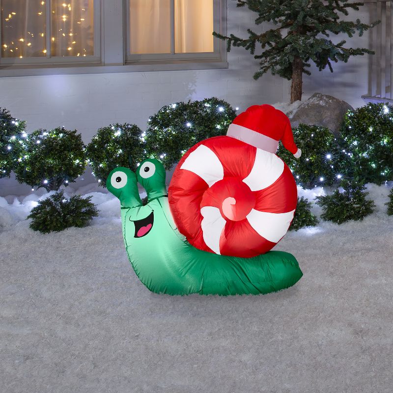 Gemmy Christmas Airblown Inflatable Snail Santa, 3 ft Tall, Multicolored