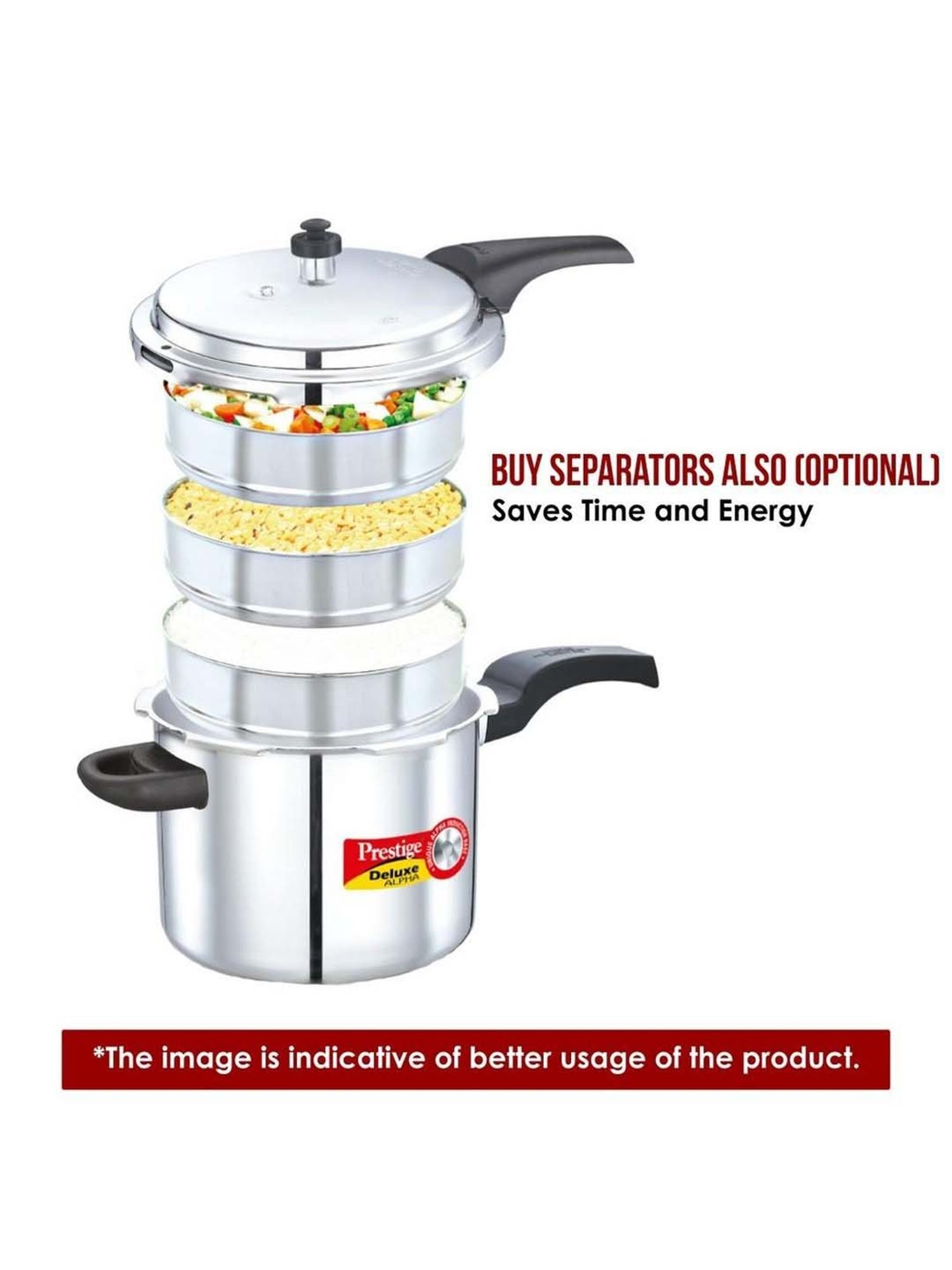 Pigeon Silver Stainless steel Pressure Cooker (10 L)