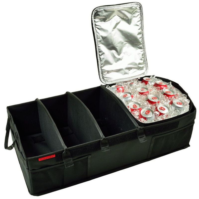 Picnic at Ascot - Ultimate Heavy Duty Trunk Organizer w/Cooler - No Slide Rigid Base - 70 LB Capacity - 30" wide x 14.75" deep X 9" high - Black
