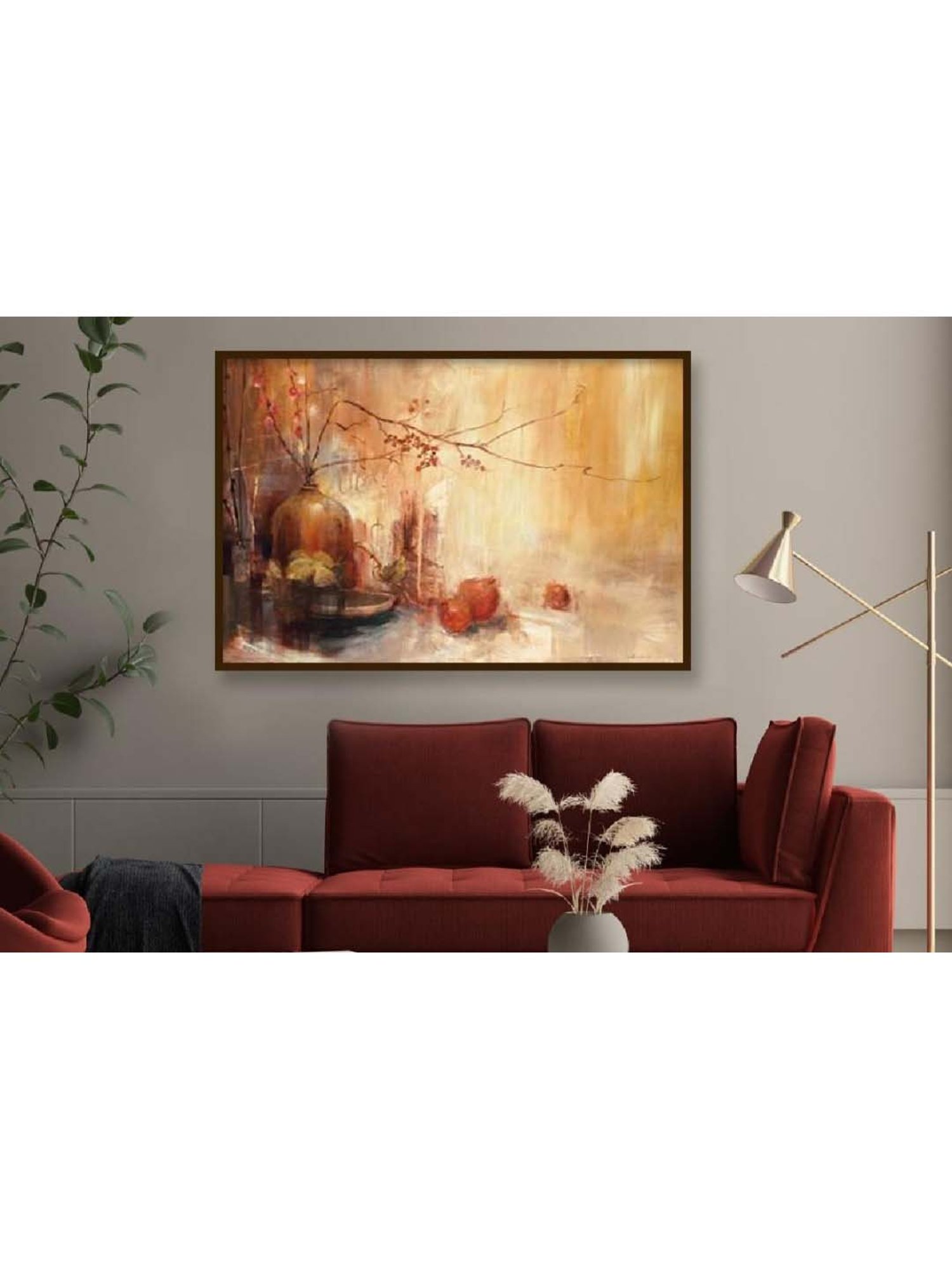 ARTE'VENUE Autumn Gold Gold & Black Canvas Wall Art - Set of 1 (16 X 11 inch)