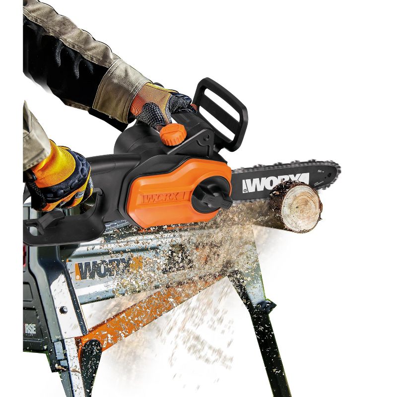 Worx WG309 10" - 8 Amp 2-in-1 Chainsaw & Pole Saw with 10' Reach, Tool-Free Chain-Tensioning