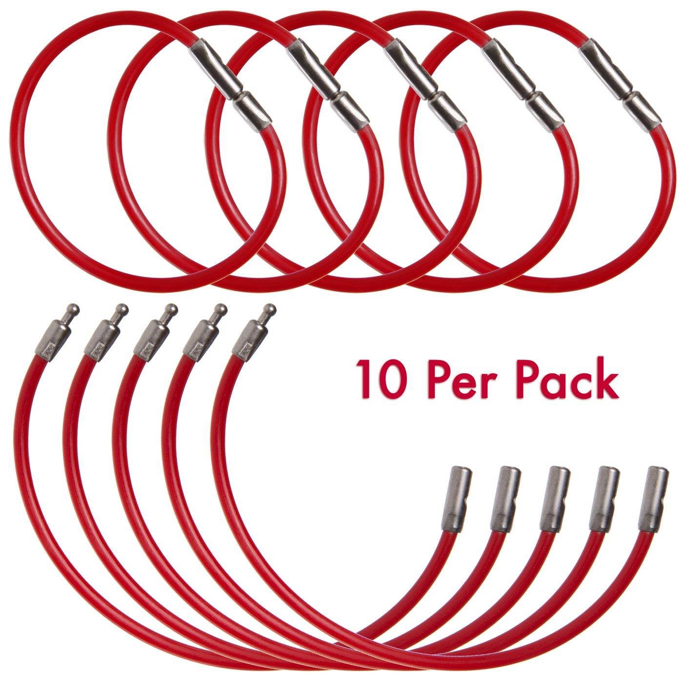 Aeroflex - 5" Red Steel Key Ring (10 Pack)