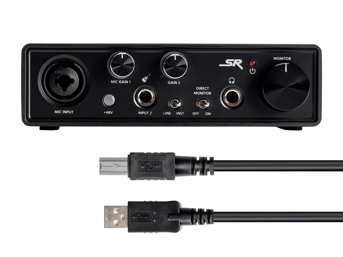 Monoprice STi12 2x2 USB Audio Recording Interface, +48V Phantom Power, 24 Bit, Plug and Play, Compatible With All Popular DAWs - Stage Right Series